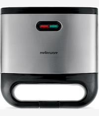 Mellerware 800W 2 Slice Non-Stick Black Sandwich Maker