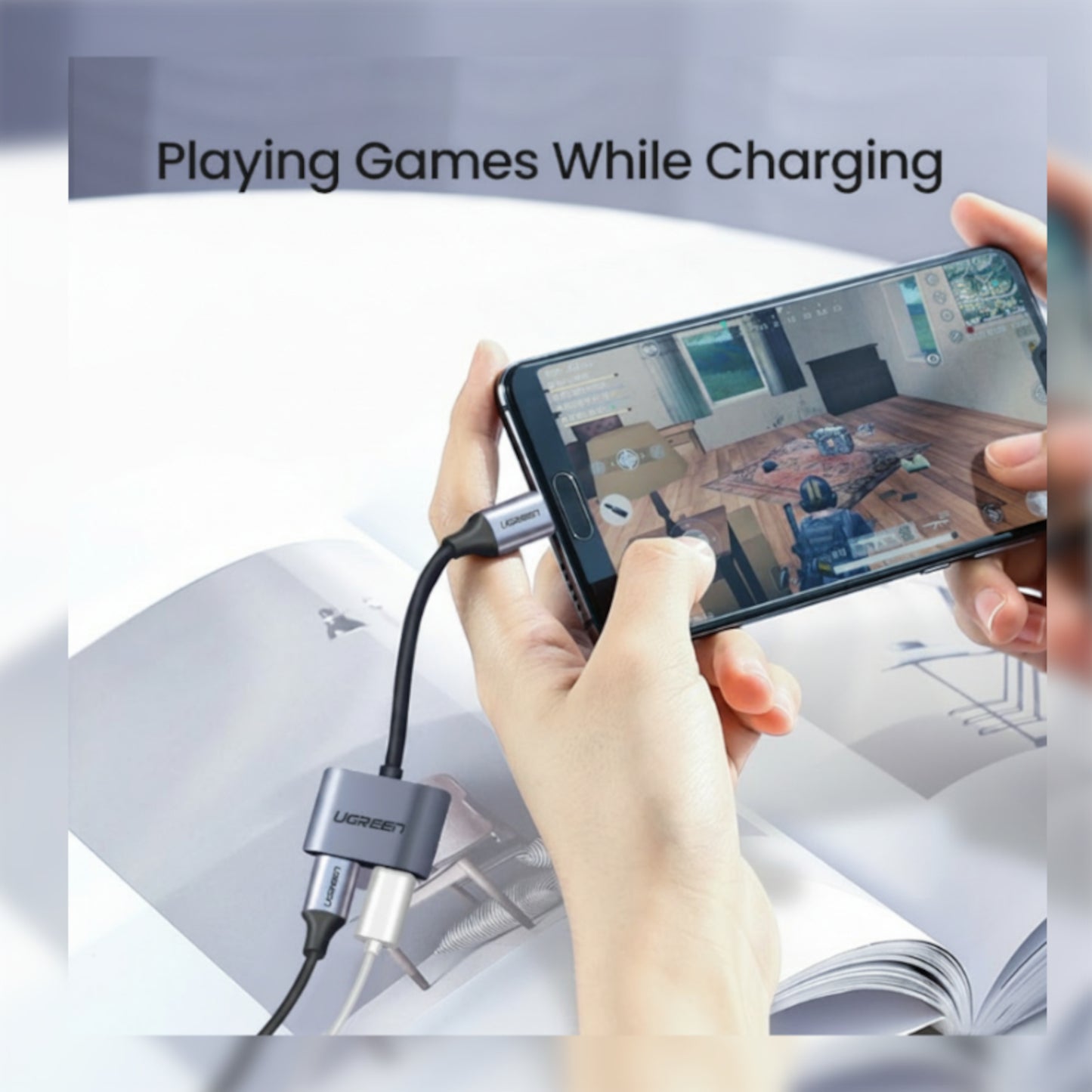 UGREEN USB Type-C Dual Audio and Charging Adapter (15W PD, 2-in-1 Splitter)