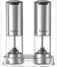 Feelive Rechargeable Pepper And Salt Grinder 2 Set With Stand