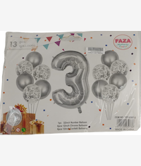 Casey 13pc Silver and White Balloon Set Nr 3
