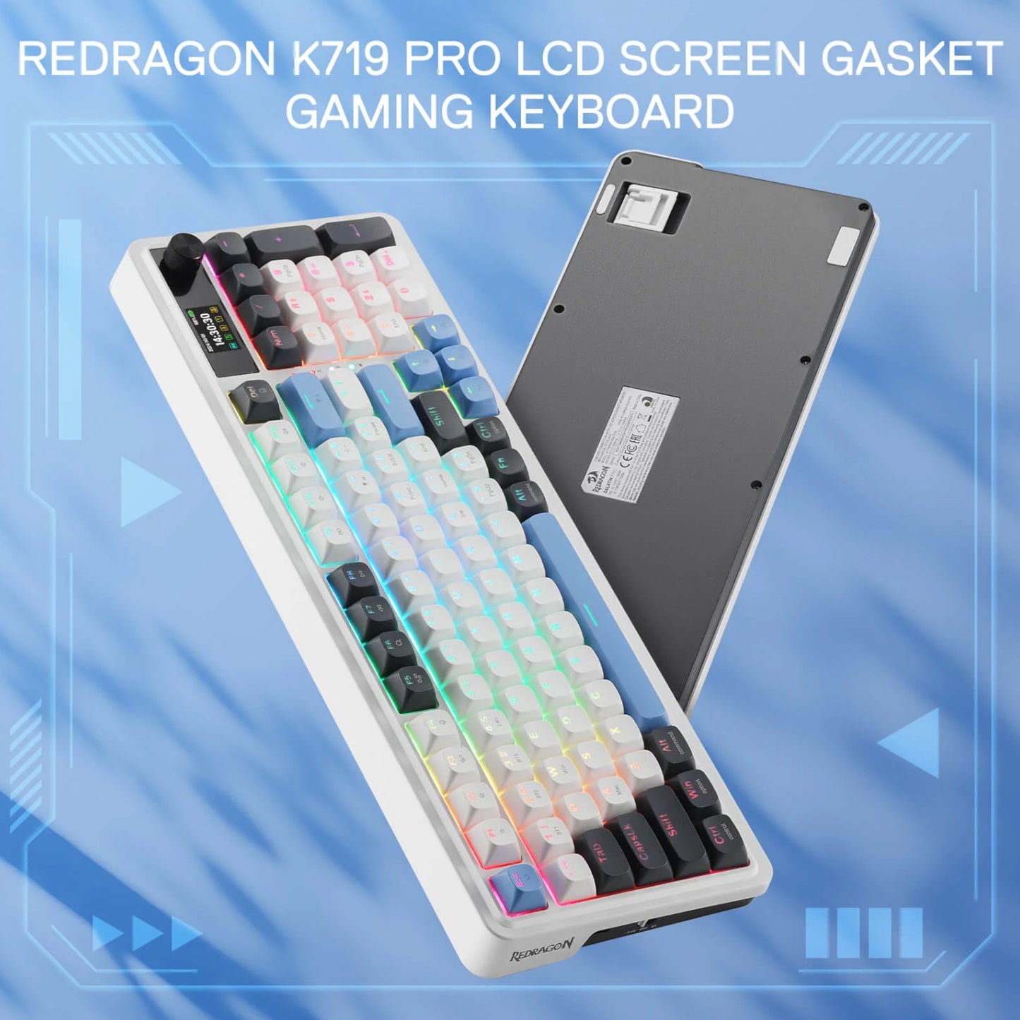 Redragon K719WGB GALATIN RGB PRO Full sized Wireless Gaming Keyboard - White