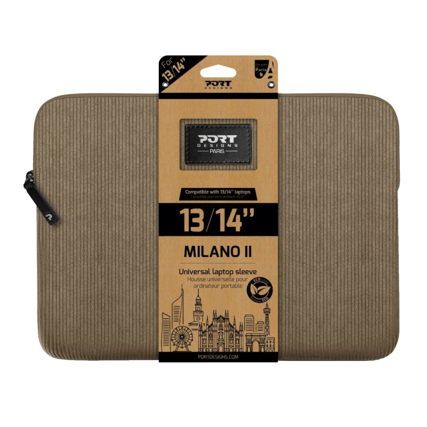 Port Designs Milano II Eco 13/14" Universal Laptop Sleeve - Desert Brown