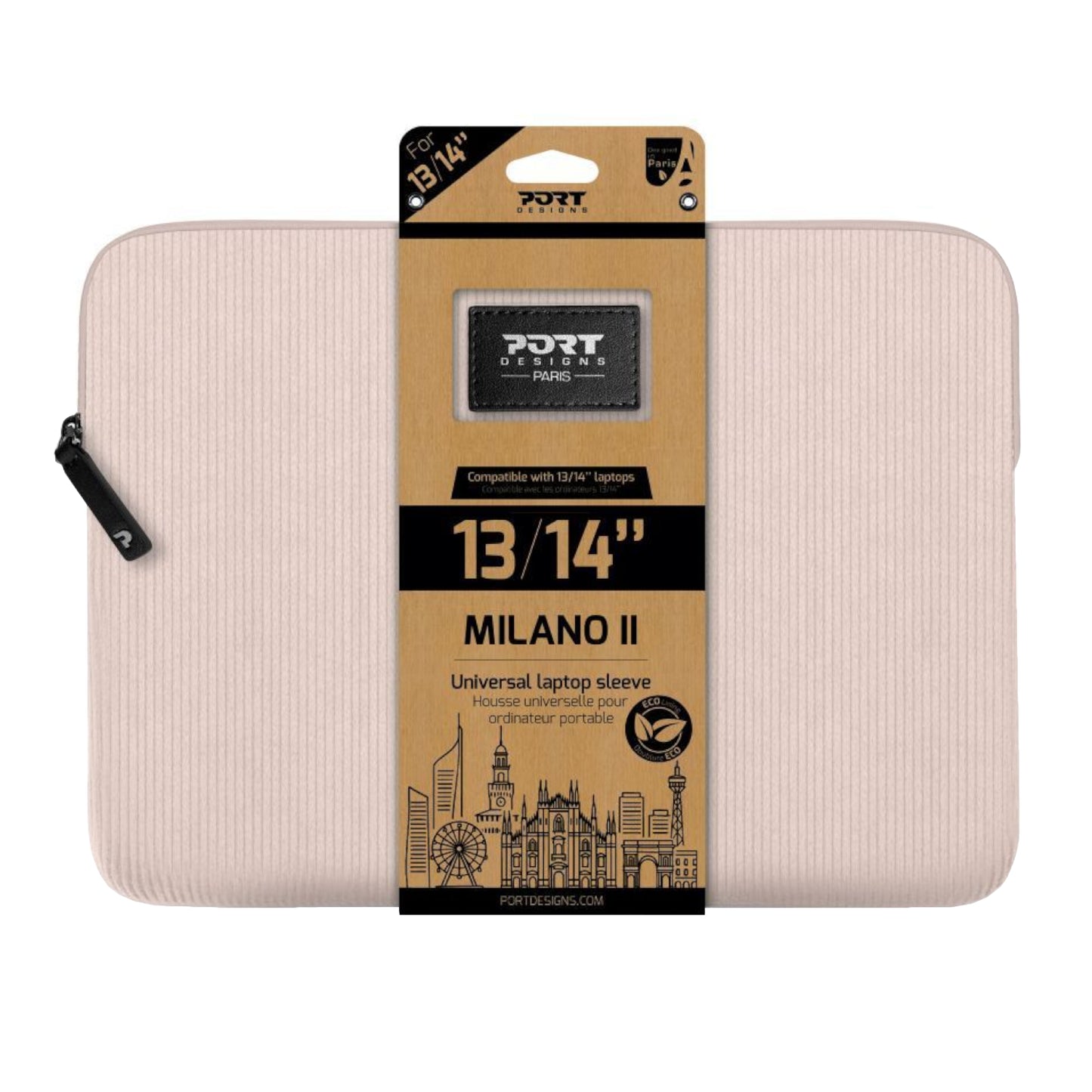 Port Designs Milano II Eco 13/14" Universal Laptop Sleeve - Plush Pink