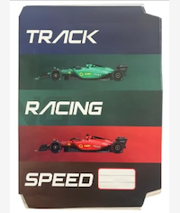 Marlin A4 PreCut Book Covers F1 Track Racing 5pack