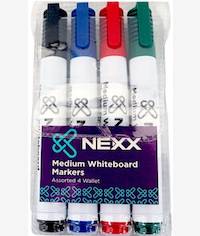 NEXX 4 Pack Assorted Medium Whiteboard Markers