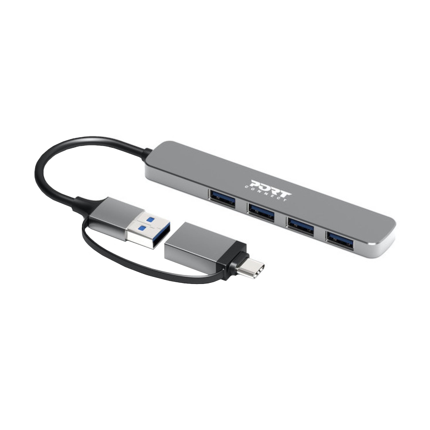 Port Connect USB Type-C to 4-port USB-A 3.0 Hub