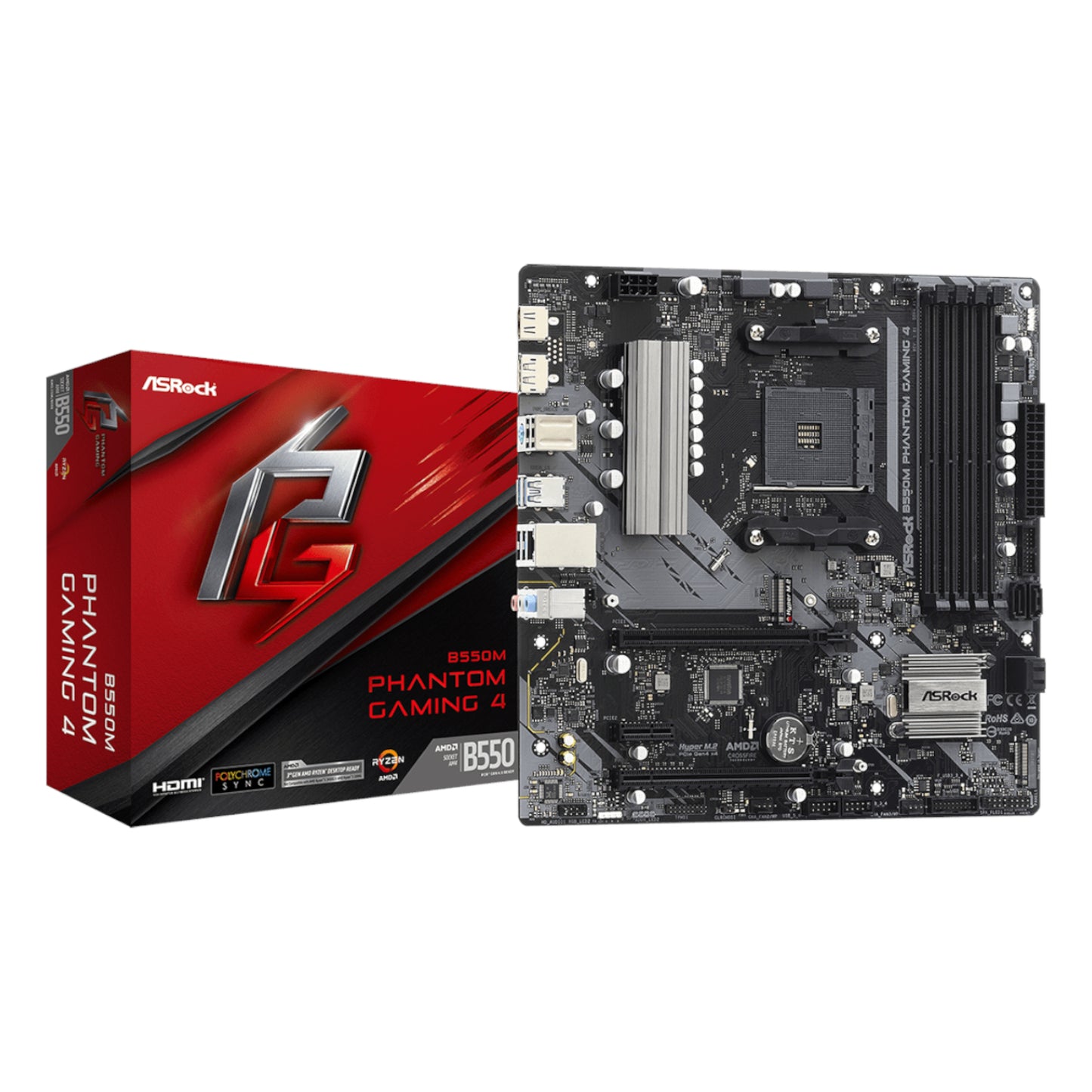 ASRock B550 Phantom Gaming 4 AM4 M-ATX Motherboard