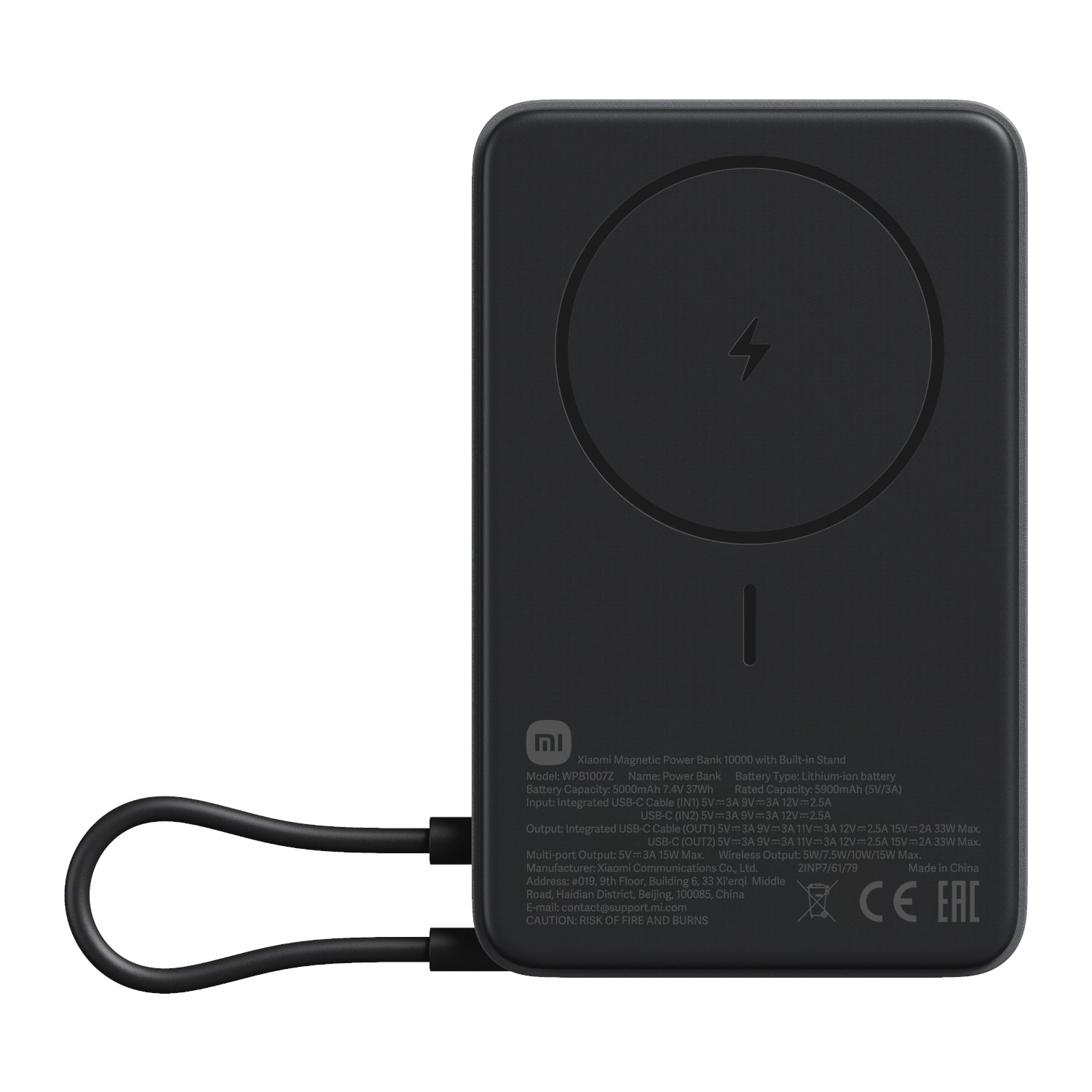 Xiaomi Magnetic Power Bank 10000mAh with Built-in Stand - Dark Grey