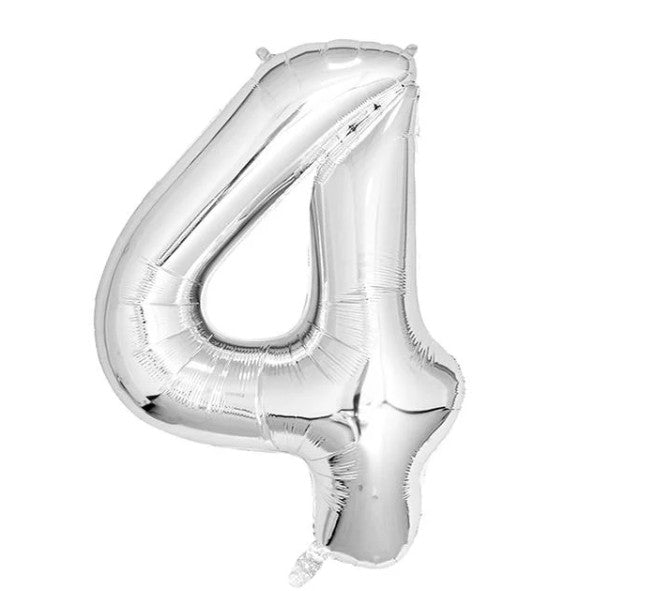 Casey 102cm Silver Balloon Number 4 My Store
