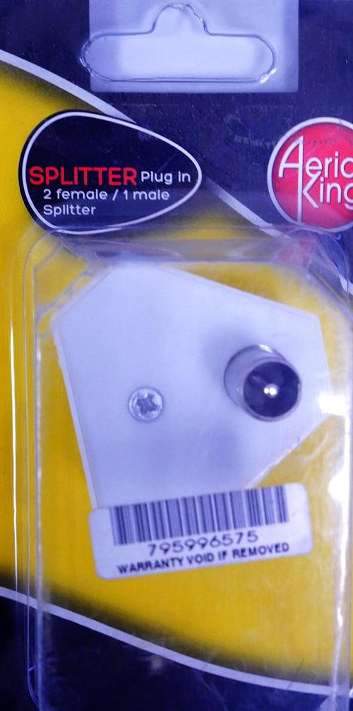 Aerial King Splitter Plug In 2 Way MFF Blister My Store