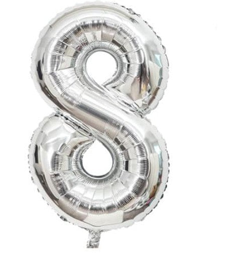 Casey 102cm Silver Balloon Number 8 My Store