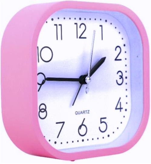 Casey Bedside Square Alarm Clock 12cm Pink My Store