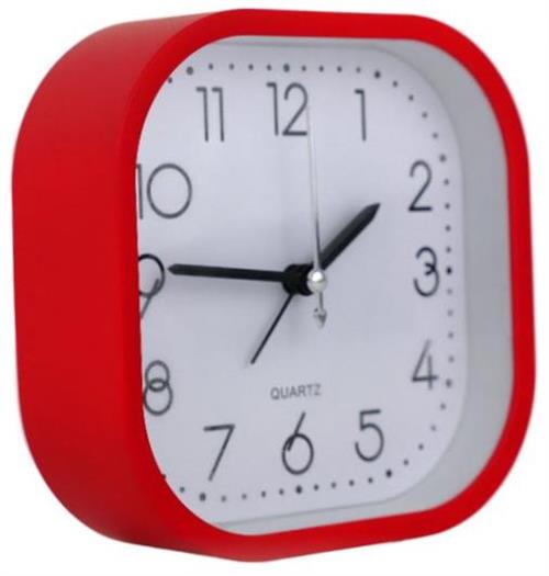 Casey Bedside Square Alarm Clock 12cm Red My Store