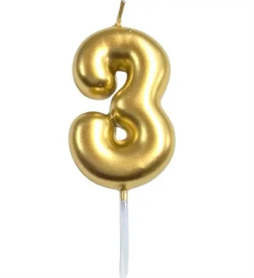 Casey 10cm Gold Numerical Birthday Candle Nr.3 My Store