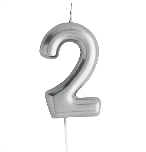 Casey 10cm Silver Numerical Birthday Candle Nr.2 My Store