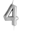 Casey 10cm Silver Numerical Birthday Candle Nr.4 My Store