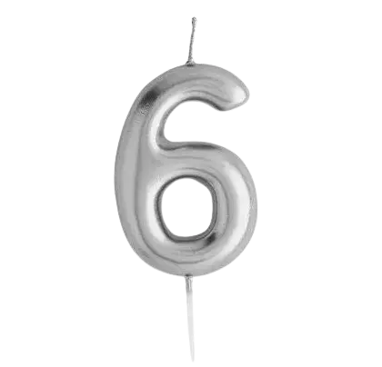 Casey 10cm Silver Numerical Birthday Candle Nr.6 My Store