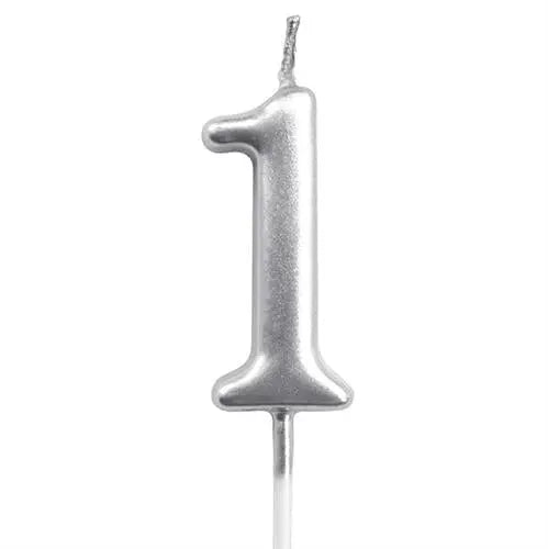 Casey 10cm Silver Numerical Birthday Candle Nr.1 My Store