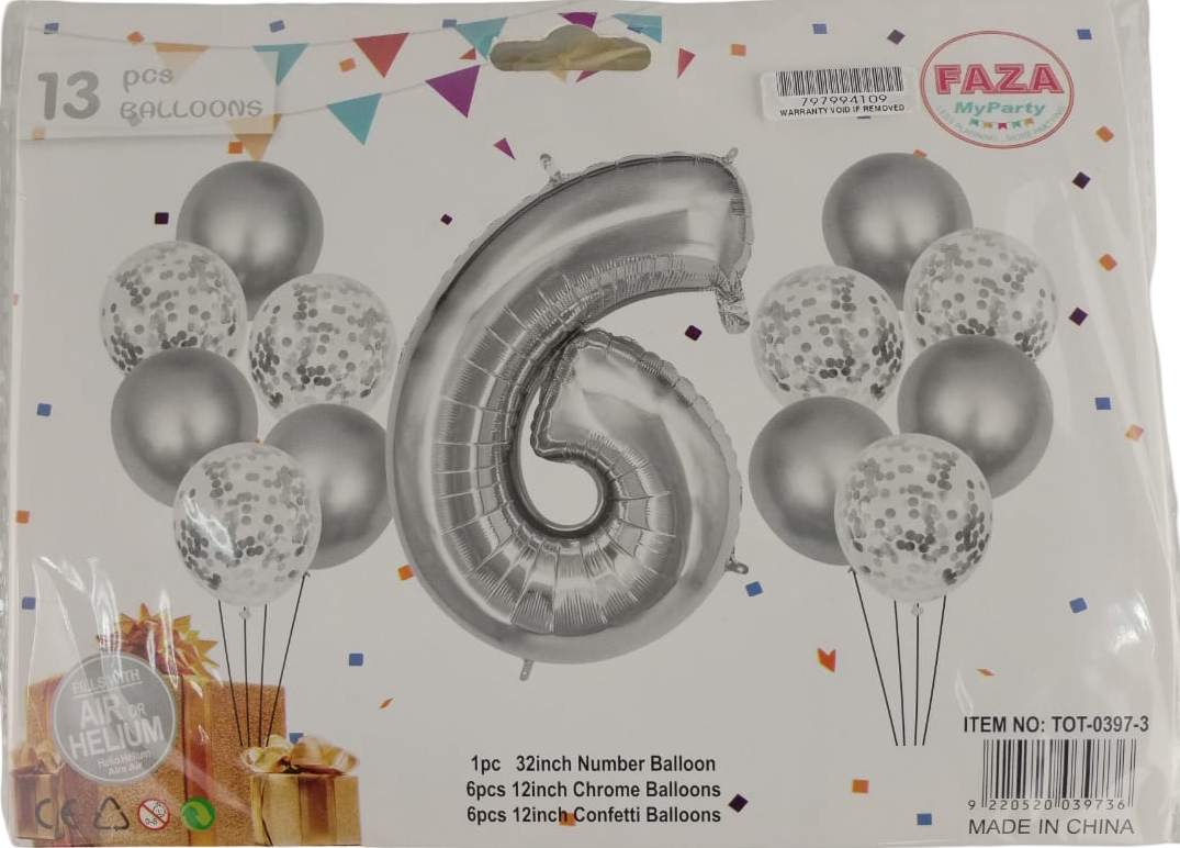 Casey 13pc Silver and White Balloon Set Nr.6 My Store