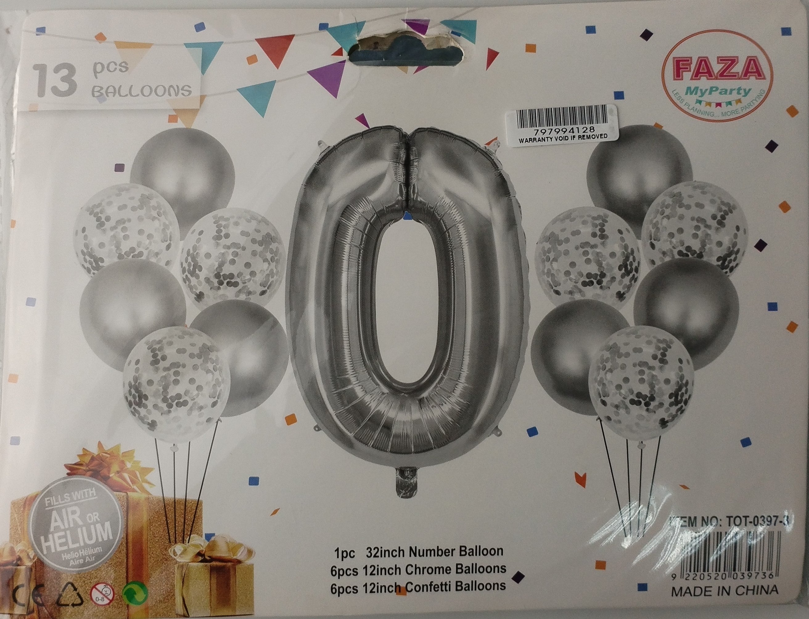Casey 13pc Silver and White Balloon Set Nr 0 My Store