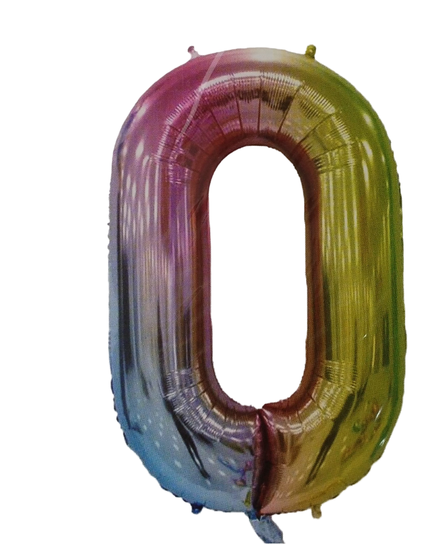 Casey 102cm Rainbow Balloon Number 0 My Store