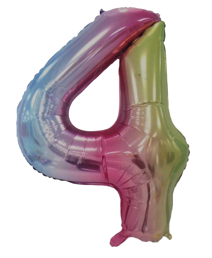 Casey 102cm Rainbow Balloon Number 4