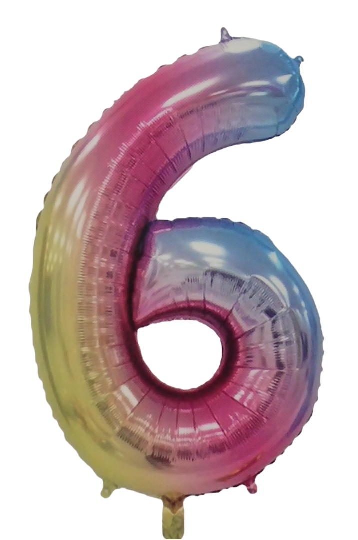 Casey 102cm Rainbow Balloon Number 6 My Store