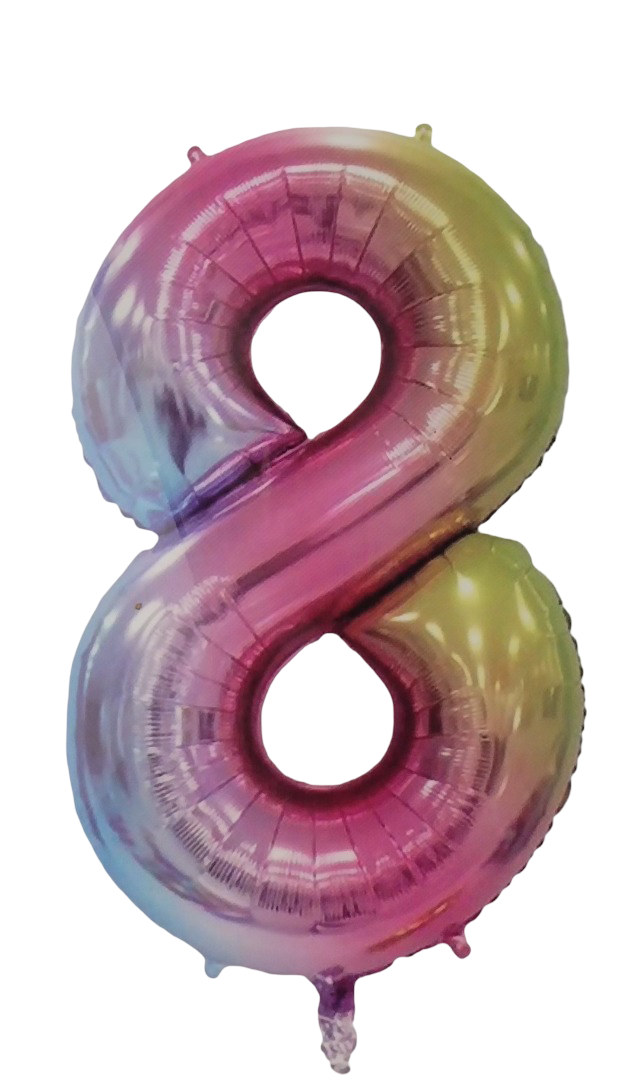 Casey 102cm Rainbow Balloon Number 8 My Store