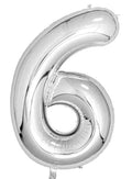 Casey 102cm Silver Balloon Number 6 My Store