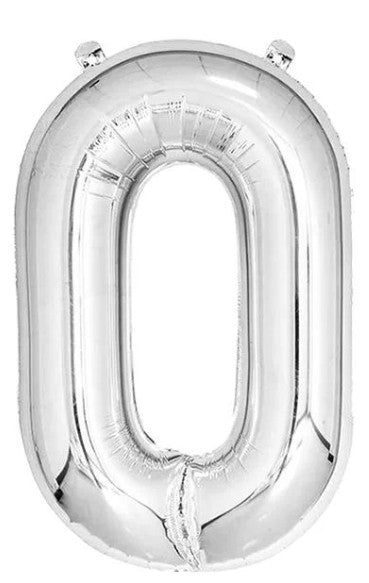 Casey 102cm Silver Balloon Number 0 My Store