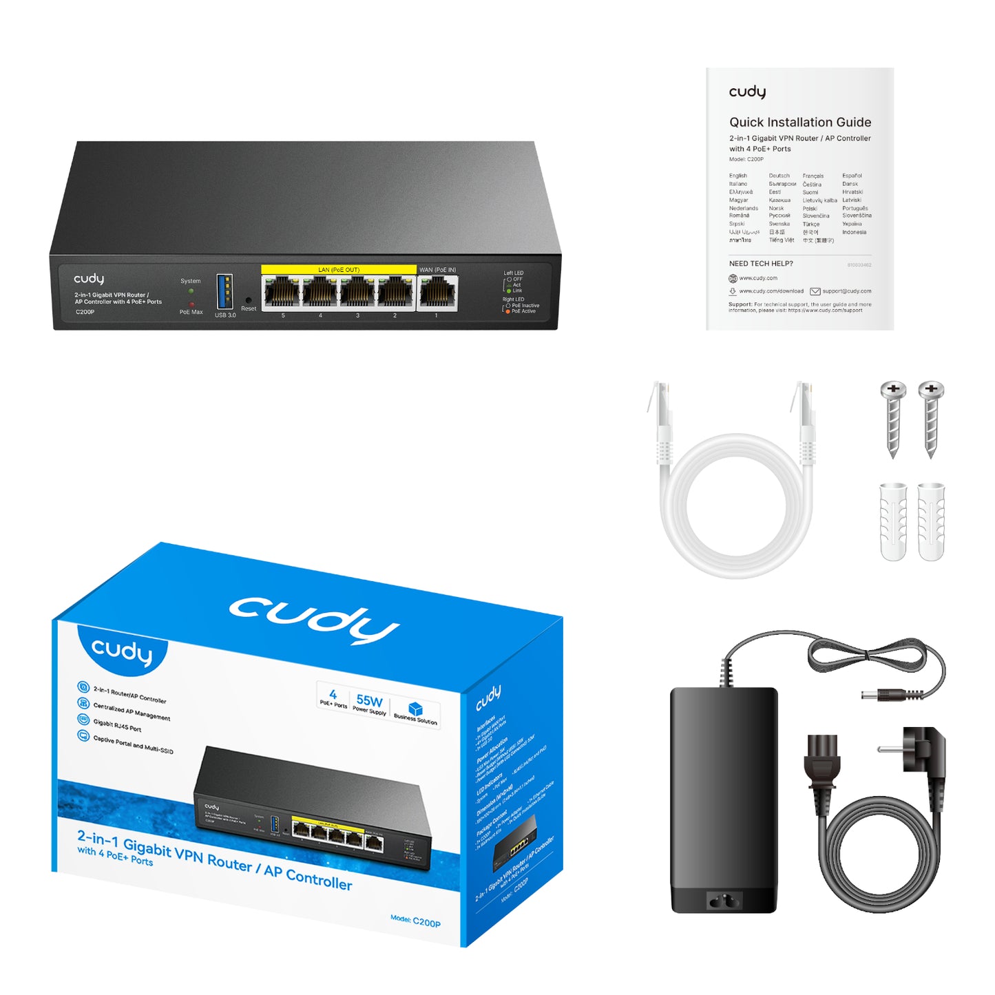 Cudy C200P 2-IN-1 SMB Router / AP Controller
