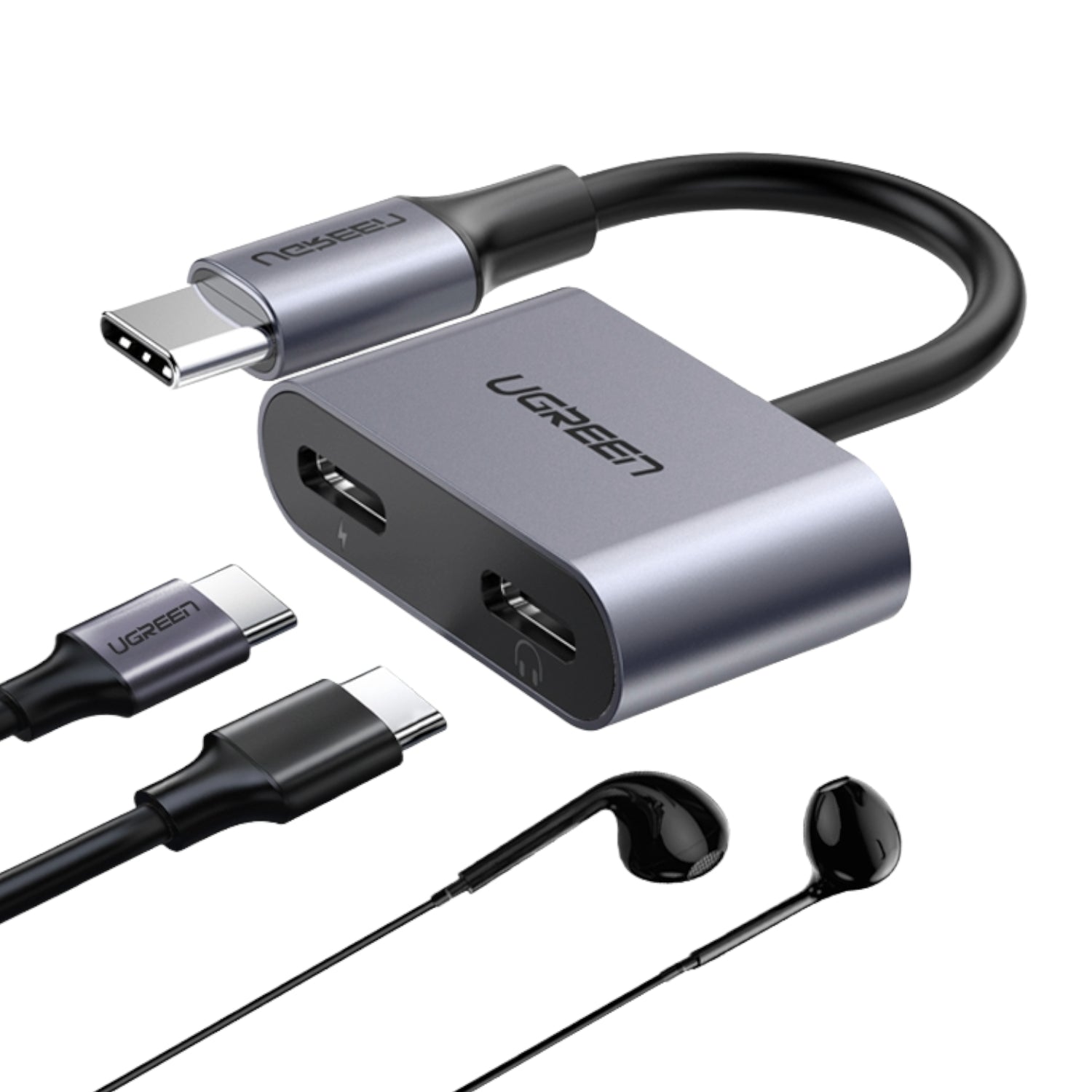 UGREEN USB Type-C Dual Audio and Charging Adapter (15W PD, 2-in-1 Splitter)