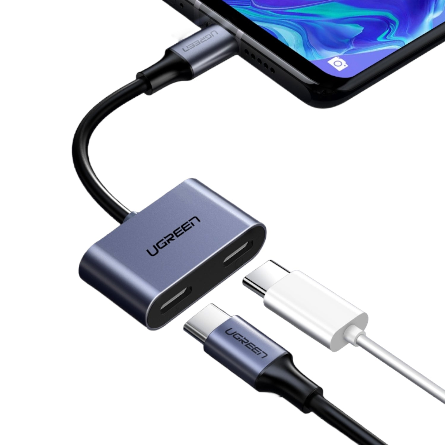 UGREEN USB Type-C Dual Audio and Charging Adapter (15W PD, 2-in-1 Splitter)