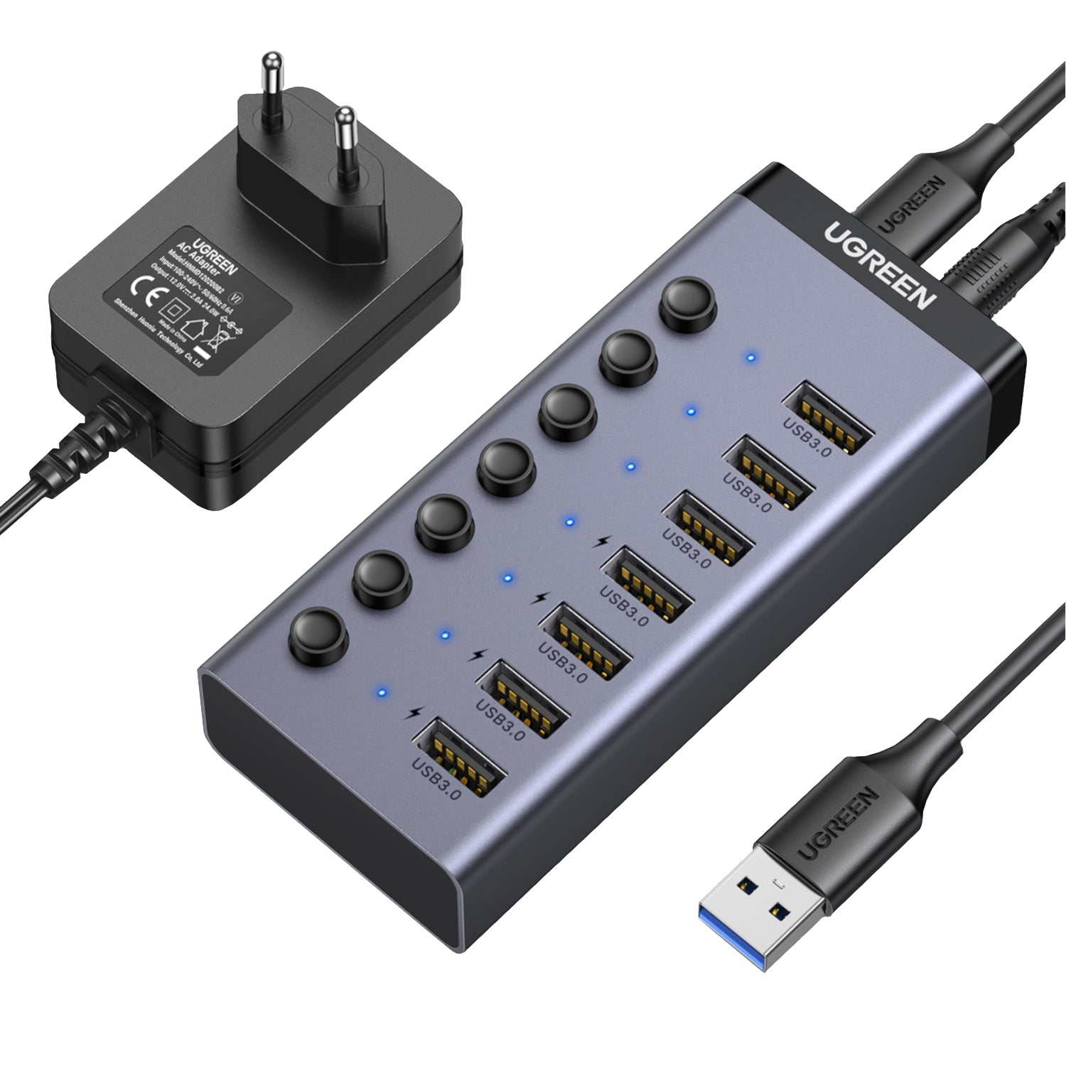 UGREEN 7 in 1 USB 3.0 Hub-Grey