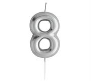 Casey 10cm Silver Numerical Birthday Candle Nr.8