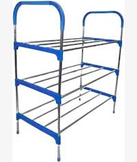 Nordic Blue Wind Cross 3 Tier 12 Shoe Steel Rack
