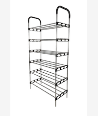 Nordic Wind Black 6 Tier 18 Shoe Steel Rack