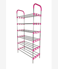 Nordic Wind Pink 6 Tier 18 Shoe Steel Rack