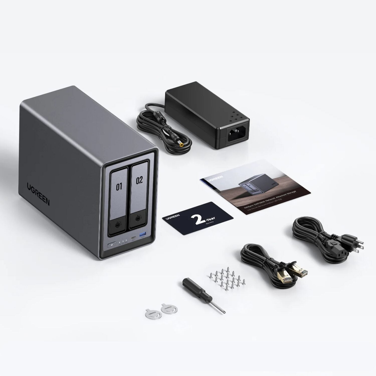UGreen NASync DXP2800 2 Bay NAS with Seagate Ironwolf NAS 8TB SATA Hard Drive Bundle (2x 4TB)