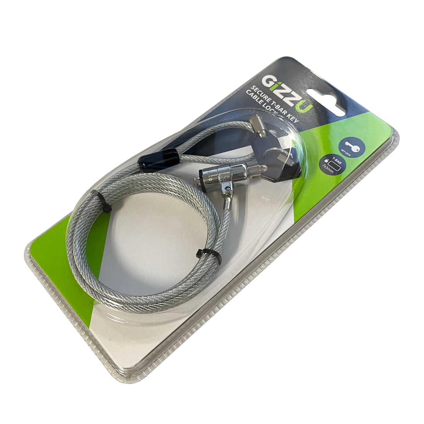 GIZZU 1.8m T-Bar Laptop Cable Lock Master Key Compatible