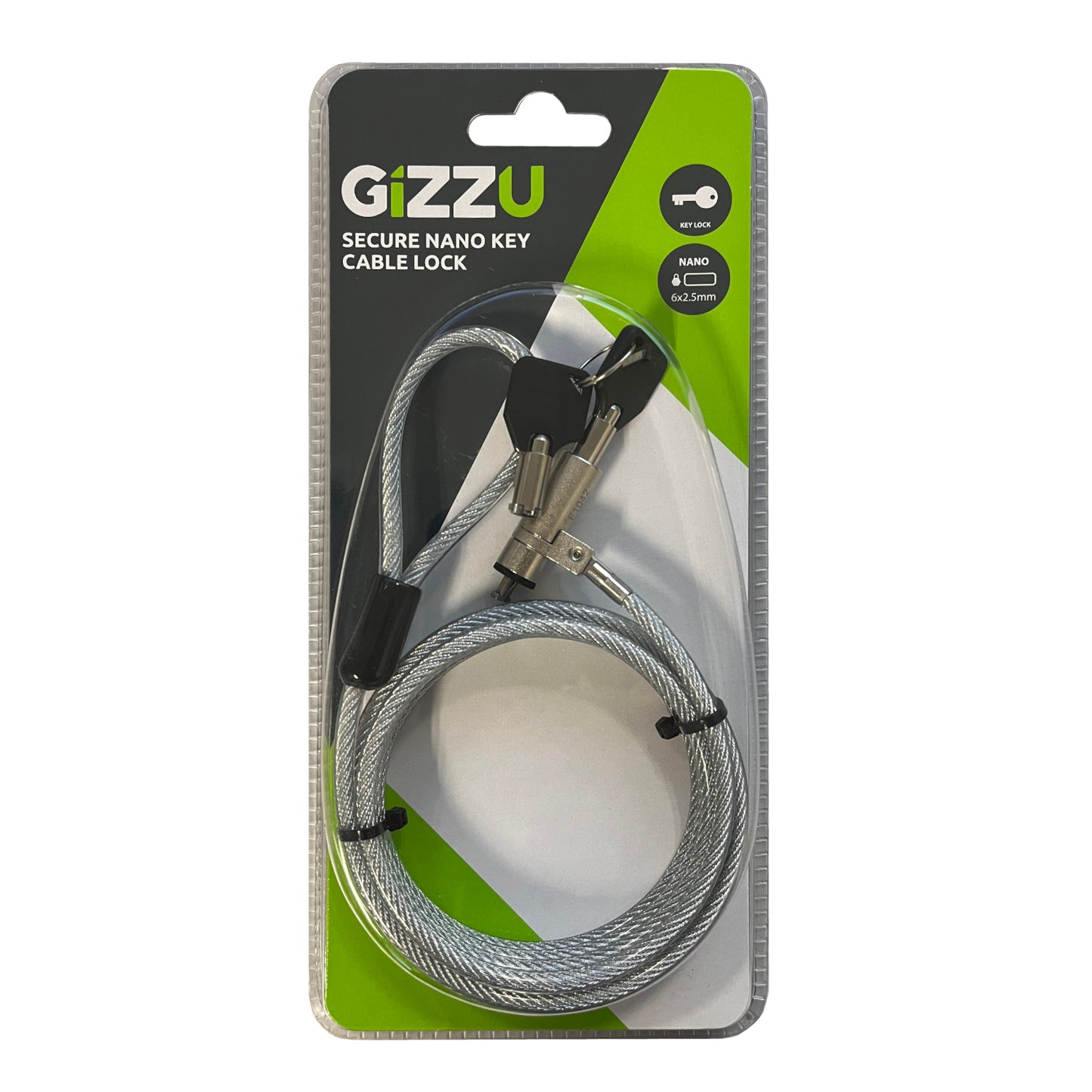 GIZZU 1.8m Nano Key Lock Security Cable with Key