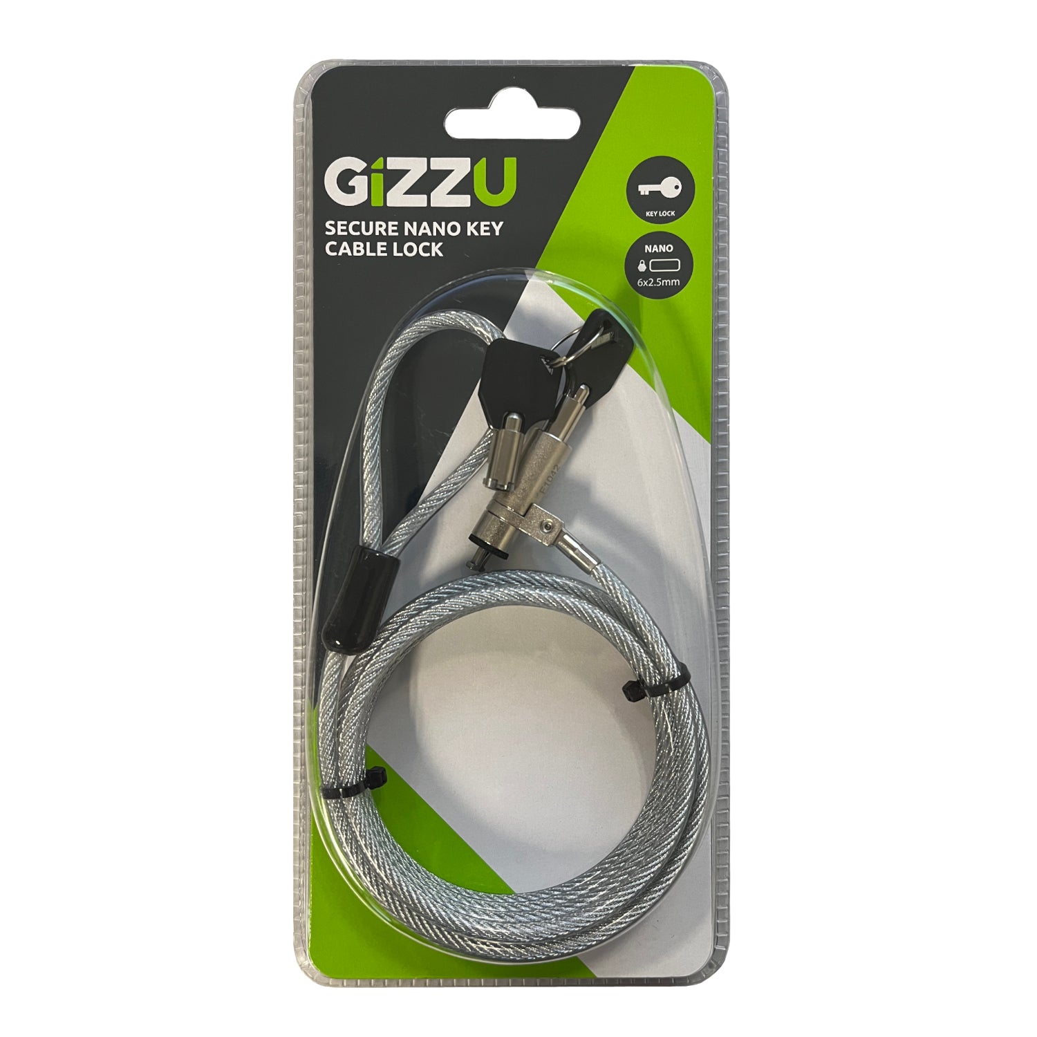 GIZZU 1.8m Nano Key Lock Security Cable with Key