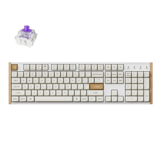 Keychron K10 HE Special Edition Full-size Hot-Swap Gateron Dbl-Rail Nebula Switch RGB Wireless Keyboard - White (Wood + Al)