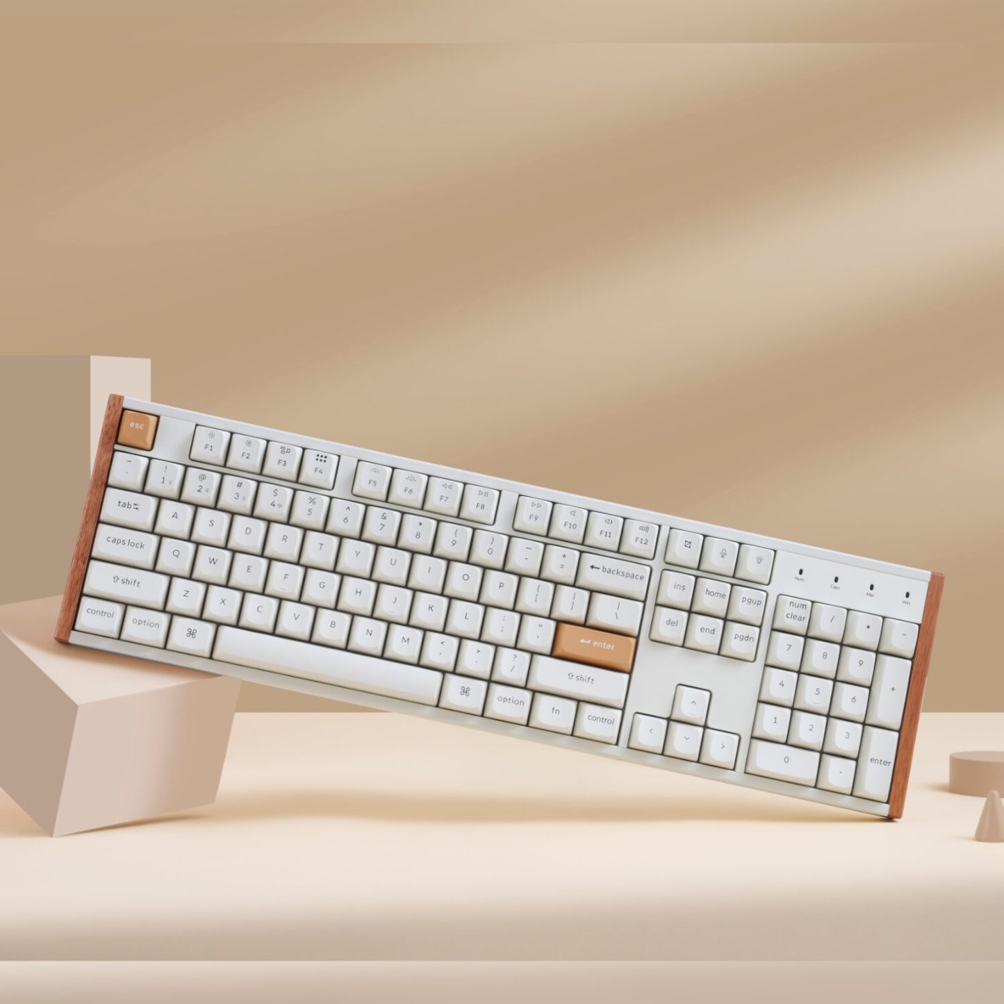 Keychron K10 HE Special Edition Full-size Hot-Swap Gateron Dbl-Rail Nebula Switch RGB Wireless Keyboard - White (Wood + Al)