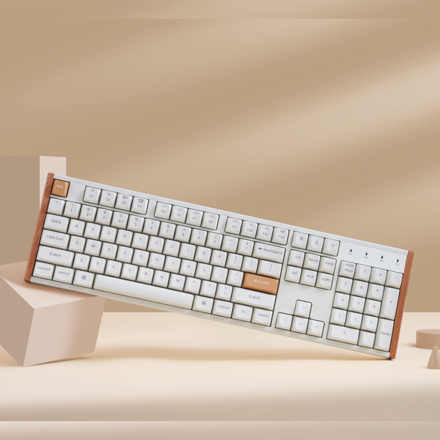 Keychron K10 HE Special Edition Full-size Hot-Swap Gateron Dbl-Rail Nebula Switch RGB Wireless Keyboard - White (Wood + Al)