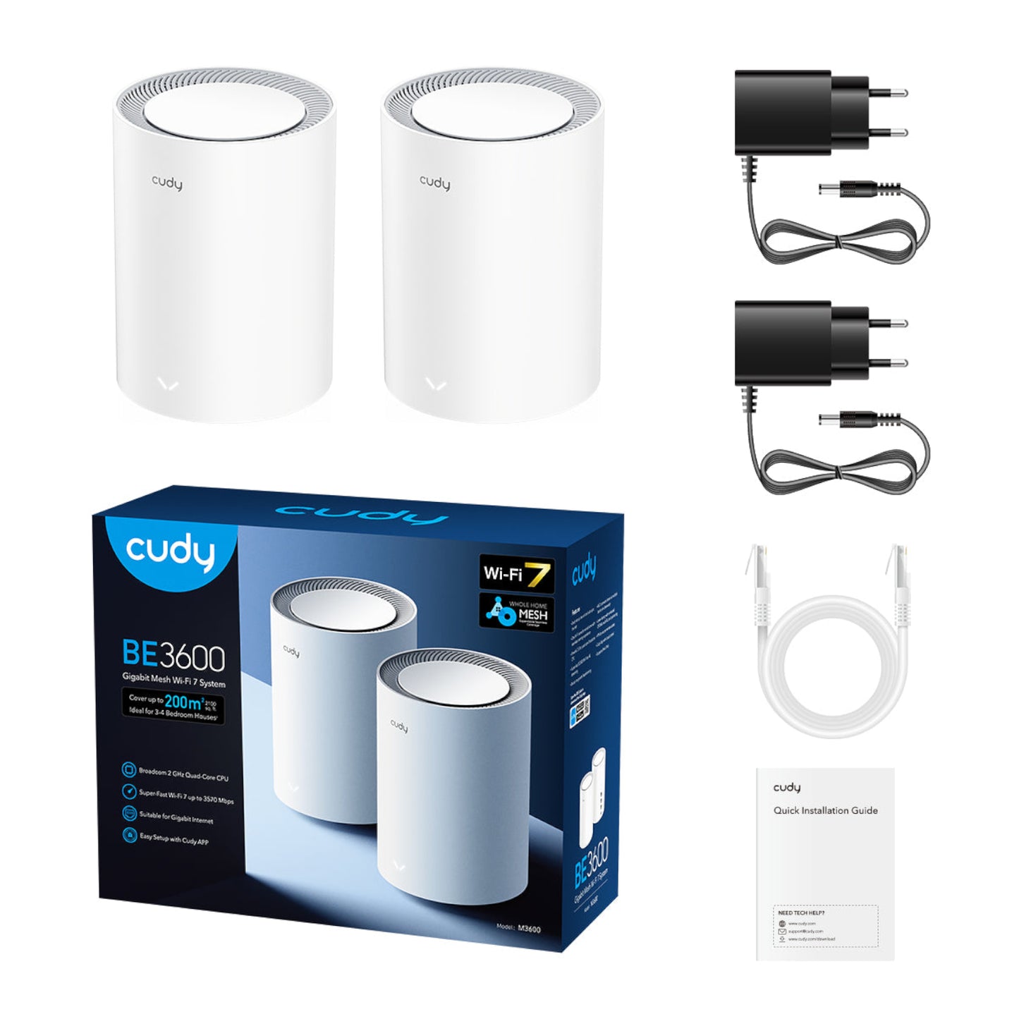 Cudy BE3600 Gigabit Mesh Wi-Fi 7 System – 2 Pack