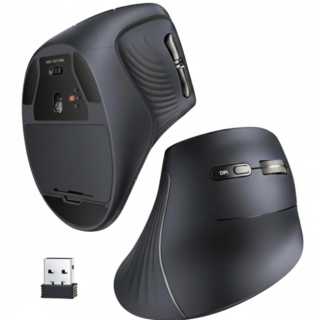 UGREEN Multi-Mode Vertical Mouse Bluetooth and 2.4G Wireless–Black