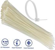 Noble 4.8 x 200mm Pack of 100 White Nylon Cable Ties