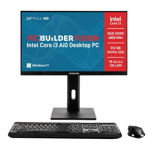PCBuilder FUSION 24" Intel Core i3-12100 8GB DDR5 512GB Windows 11 AiO Desktop PC