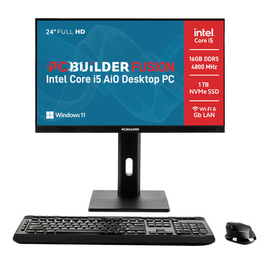PCBuilder FUSION 24" Intel Core i5-12400 16GB DDR5 1TB Windows 11 AiO Desktop PC